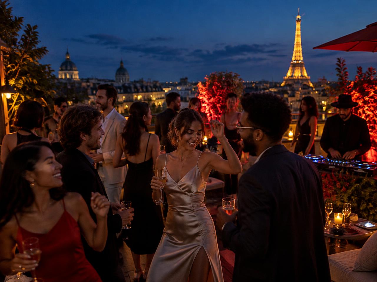 Soirée événementielle sur un rooftop parisien